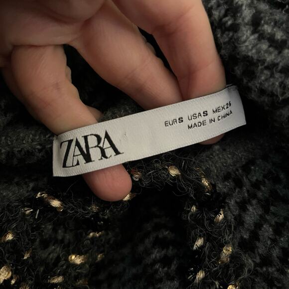 Zara Lady Jacket Cardigan Small Striped Gray Multi Gold Button Preppy Classic - Picture 7 of 9